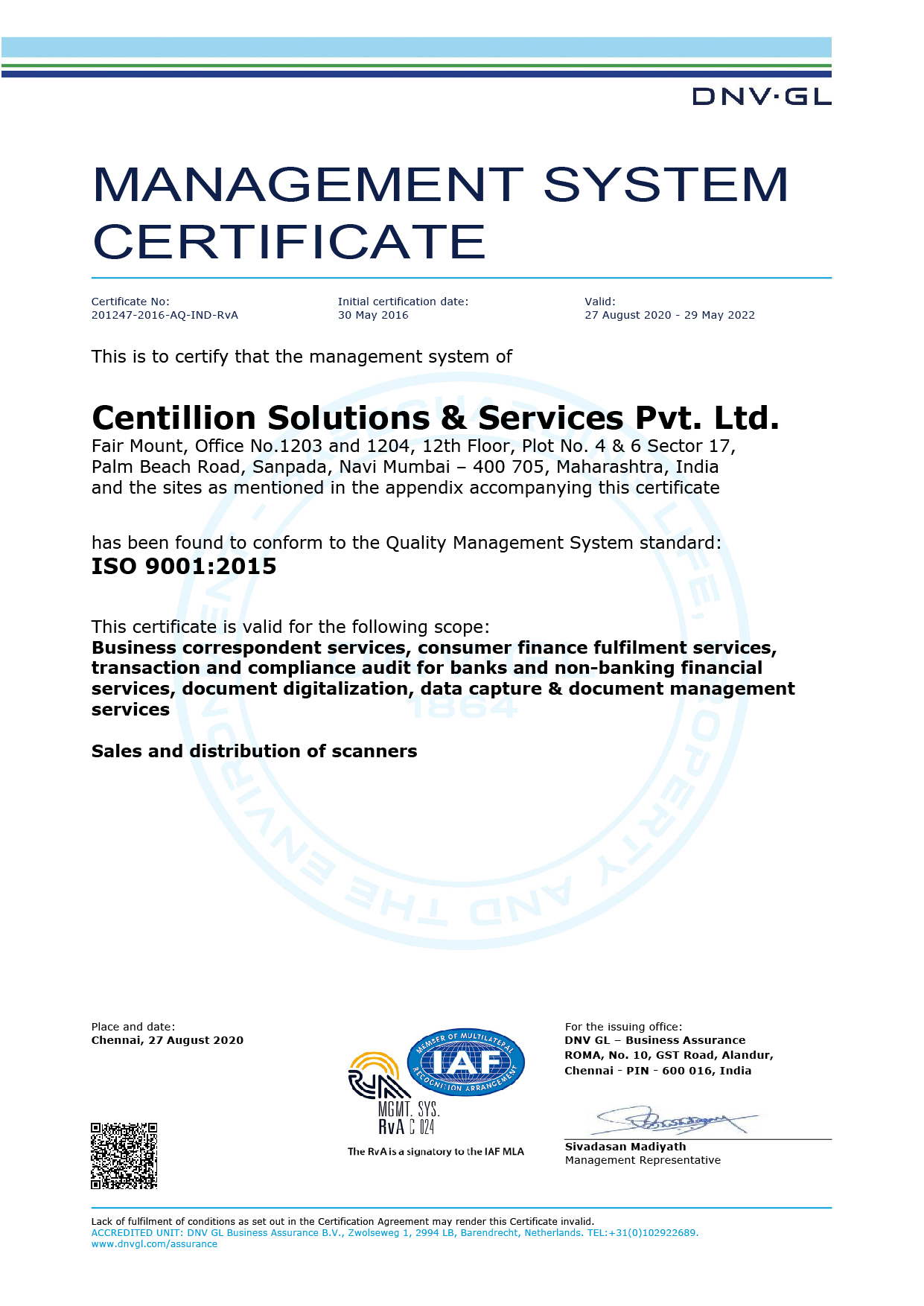 ISO 9001-2015 certificate